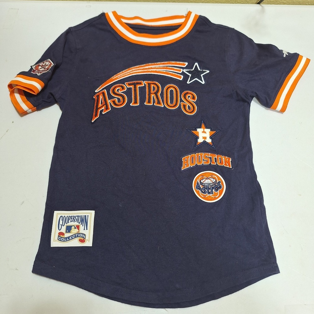 Houston Astros Youth Shirt Size 7 Cooperstown Collection Embroidered MLB Tee